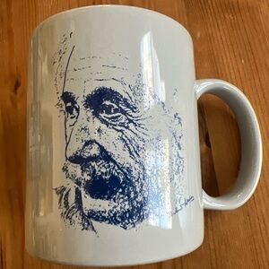 White Mug with Blue Einstein Portrait